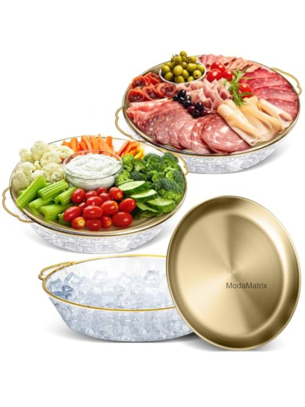 Chilled Serving Tray 11.8" Compartments for Parties Stainless Steel